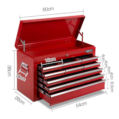 Giantz 9 Drawer Mechanic Tool Box Cabinet Storage - Red