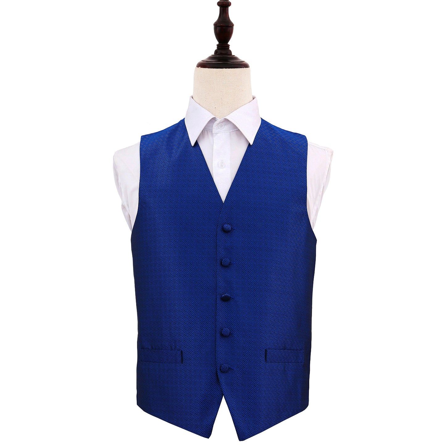 Greek Key Waistcoat - Royal Blue, 46'