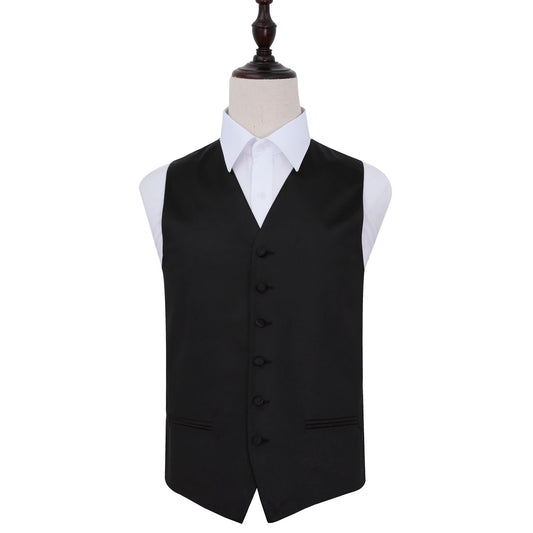 Plain Satin Waistcoat - Black, 48'