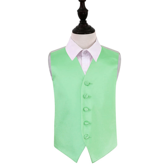 Plain Satin Waistcoat - Boys - Mint Green, 30'