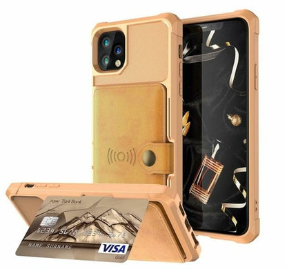 360 Protection Magnetic Leather Wallet Armor Case for iPhone