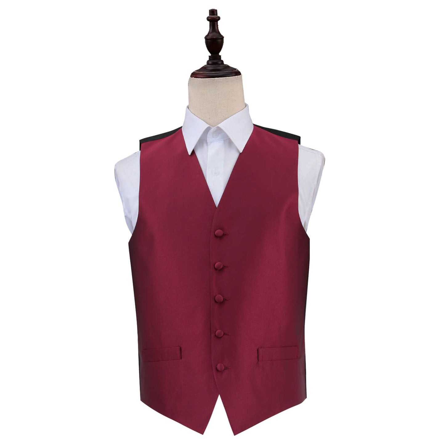 Solid Check Waistcoat - Burgundy, 46'