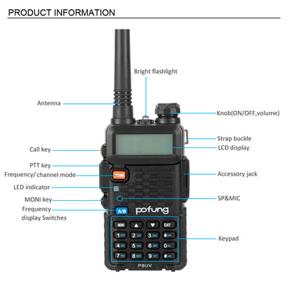 P8UV 5W 1800mAh Adult Analog Walkie talkie